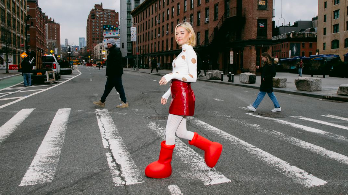 MSCHF's Big Red Boots Taking Over New York Fashion Week